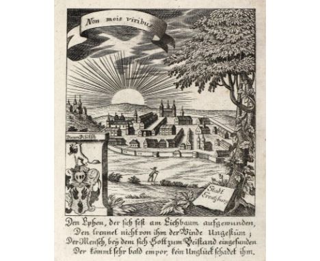 Kreuzburg (Klubczbork).: Cretzburg. Gesamtansicht. Kupferstich aus dem Eckardtischen monatlichen Tagebuch, um 1783. Blgr. ca.