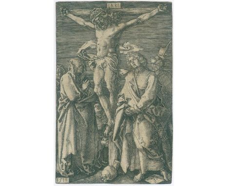 Dürer, Albrecht: (1471 Nürnberg 1528). Christus am Kreuz. Bl. 11 aus der Kupferstich-Passion. Kupferstich auf Bütten 1511. Bl