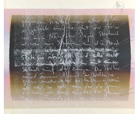 Zangs, Herbert: (1924 Krefeld 2003). Ohne Titel. Farbserigraphie auf Pappe, partiell mit Bleistift überarbeitet. Edition Rott