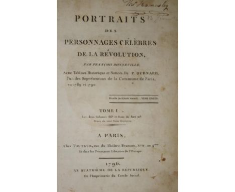 Bonneville,F.: Portraits des personnages celebres de la revolution. Bde. 1-2 (von 4) in 1 Bd. Paris, für den Autor 1796. 4°. 