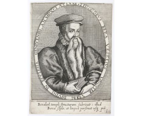 Beze, Theodore de.: Kupferstich v. Th.Bry u. J.J.Boissard. 14,5 x 10,7 cm. Oben knapp beschnitten.   R