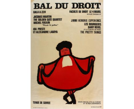 Bal de Droit.: Das Plakat für die Gala des "Bal du droit" in der Assas-Fakultät am 4. März 1967 mit The Jimi Hendrix Experien