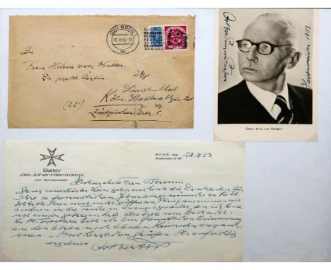 Oskar, Prinz von Preußen: (1888-1958). Eh. Briefkarte mit Unterschr., Bonn 28. Aug. 1953.  An die Baronin Helene von Watter (
