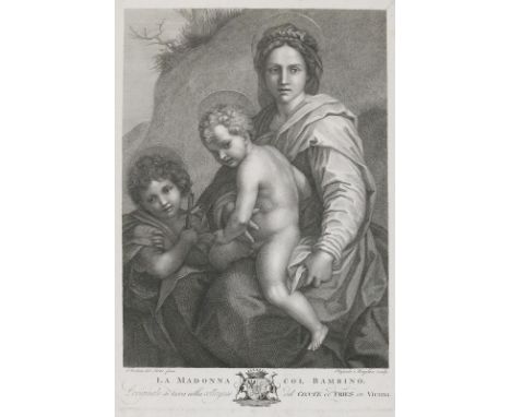 Morghen, Raphael: (1758 Neapel - Florenz 1833). Die Madonna mit dem Kind. Radierung n. Andrea del Sarto. Plgr. 23 x 22,5 cm. 