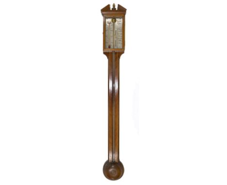 Barometer,: Comitti Stabbarometer. Englisches Federfächerbarometer aus Palisander und Mahagoni aus dem frühen 20. Jahrhundert