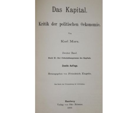 Marx,K.: Das Kapital. Kritik der politischen Oekonomie. Hrsg. von F.Engels. Bde. 1 (4. Aufl.) und 2 (2. Aufl.) in 2 Bdn. Hbg.