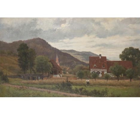 Puhonny, Victor: (1838 Prag - Baden-Baden 1909). Lichtental. Öl auf Leinwand. 32,3 x 53,2 cm Gerahmt. - Engert 55. WVZ 152.  