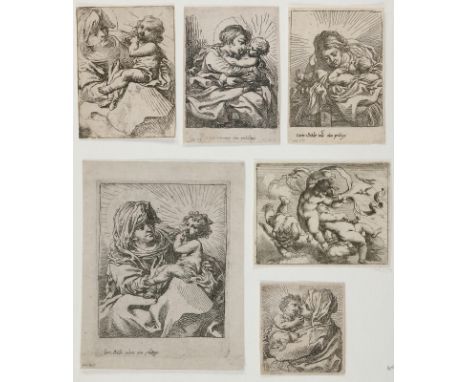 Schut, Cornelis I: (1597 Antwerpen 1655). Sammlung von 6 Radierungen auf 1 Bl. mont., davon 5 Varianten Madonna mit Kind. Ver