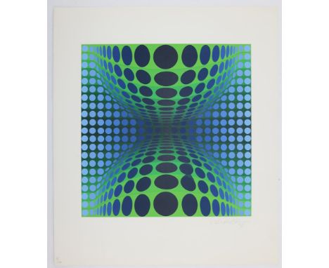 Vasarely, Victor von: (1908 Pecs - Paris 1997). Ond. Farbserigraphie. Blgr. 46 x 40 cm. Signiert. - Nr. 19 von 138 Ex.  Aus d