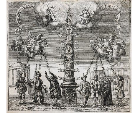 Ka(t)zenberger,K.: Columna er firmamentum veritatis. Augsburg, M. Wolff 1738. Mit doppelblattgr. Kupfertitel. 12 Bl., 854 S.,