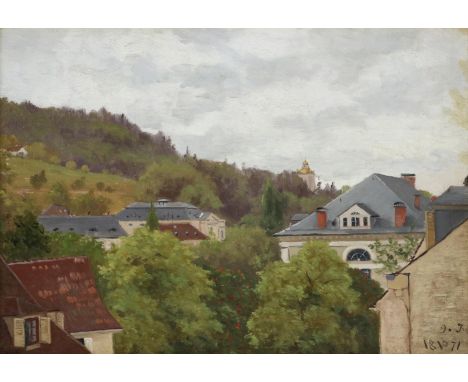 Puhonny, Victor: (1838 Prag - Baden-Baden 1909). Theater und Stourdzakapelle. Öl auf Leinwand, unten rechts monogr. u. datier