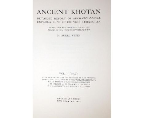 Stein,A.: Ancient Khotan. New York, Hacker Art Books 1975. Fol. Mit CXIX Tafelseiten. XXIV, 621 S.; VII S. Olwd. (Tls. schwac