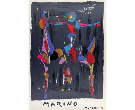 Marini, Marino: (1901 Pistoia - Viareggio 1980). Bunte Reiter I. Farblithogr. München 1976. Ca. 93,5 x 67,5 cm. Unten mit Nam