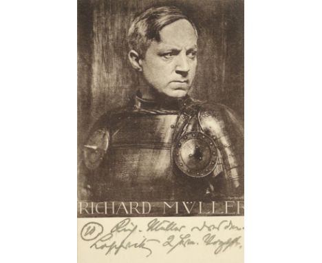 Müller, Richard,: Maler u. Graphiker (1874-1954). Eh. Postkarte mit Unterschr., dat. Dresden, 31.12.(19)45. Qu.8°.  An die Ku