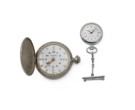 Tissot, a nurse fob watch on a brooch fitting; with a Tavannes Braille pocket watch.