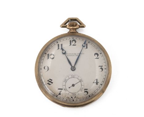 Hamilton &amp; Inches, Edinburgh, a 9ct gold open-faced pocket watch, 1928 London import mark, the white signed dial with bla