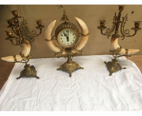  Sale Item:    3 PCE CLOCK CANDLEABRA SET (AF)   Vat Status:   No Vat   Buyers Premium:  This lot is subject to a Buyers Prem