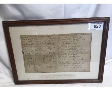  Sale Item:    FRAMED FAC-SIMILE AUTOGRAPH LETTER BY R BURNS  Vat Status:   No Vat   Buyers Premium:  This lot is subject to 