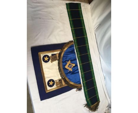  Sale Item:    MASONIC APRON &amp; SASH   Vat Status:   No Vat   Buyers Premium:  This lot is subject to a Buyers Premium of 