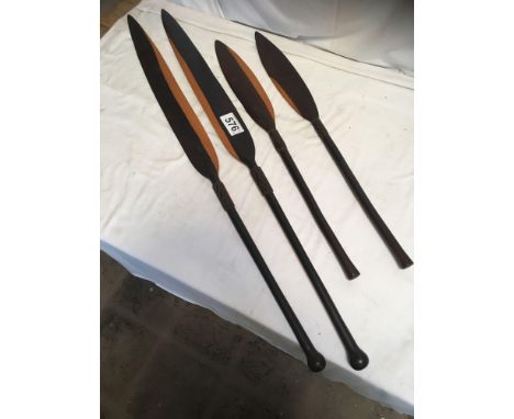  Sale Item:    4 WOODEN COROMANDEL SPEARS (AF)   Vat Status:   No Vat   Buyers Premium:  This lot is subject to a Buyers Prem
