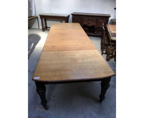  Sale Item:    OAK EXTENDING DINING TABLE C/W 3 LEAVES (AF) 139" x 46"  Vat Status:   No Vat   Buyers Premium:  This lot is s