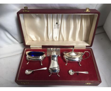  Sale Item:    CASED SILVER CRUETS- SOME MARKED GARRARD &amp; CO  Vat Status:   No Vat   Buyers Premium:  This lot is subject