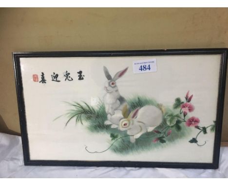  Sale Item:    SILK PICTURE RABBITS   Vat Status:   No Vat   Buyers Premium:  This lot is subject to a Buyers Premium of 15% 