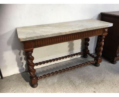  Sale Item:    OAK MARBLE TOP HALL TABLE (AF)   Vat Status:   No Vat   Buyers Premium:  This lot is subject to a Buyers Premi