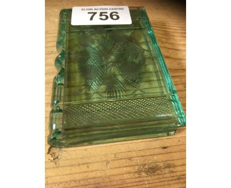  Sale Item:    GLASS BOOK PAPERWEIGHT (AF)   Vat Status:   No Vat   Buyers Premium:  This lot is subject to a Buyers Premium 