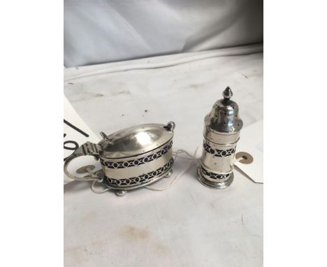  Sale Item:    SILVER CRUET &amp;MUSTARD POT   Vat Status:   No Vat   Buyers Premium:  This lot is subject to a Buyers Premiu