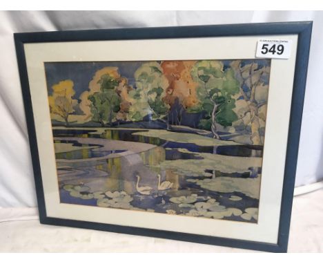  Sale Item:    W C PAINTING SWAN LAKE M G SYM   Vat Status:   No Vat   Buyers Premium:  This lot is subject to a Buyers Premi