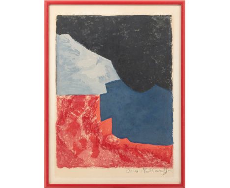 Poliakoff, Serge  (Moskau, Paris 1900-1969) Composition rouge, grise et noire  1960 Farblithographie auf Arches Bütten. 64,5×