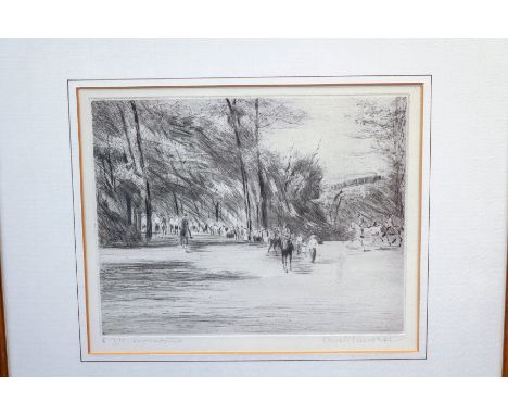 Paeschke, Paul  (Berlin 1875-1943) Berlin – Reitweg im Tiergarten, parallel zum Bahndamm  um 1910 Radierung. Bleistift sign. 