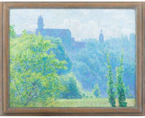 Palmier, Charles Johann  (Aschersleben, München 1863-1911) Blick auf Schloss Rochsburg  Sign. Charles J. Palmié. Öl auf Lwd. 