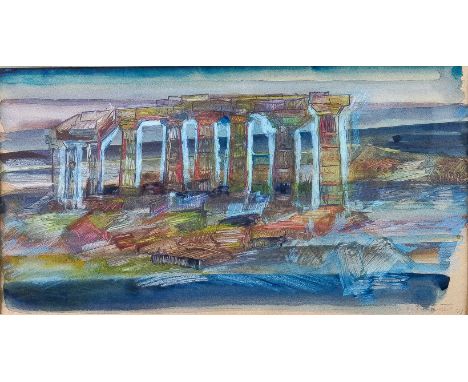 Zeichner (um 1950/60) Agrigent. Aquarell mit Pastell  Unles. sign. (Lesser?), dat. (19)63 u. betit. 23×42 cm. R. (49648)