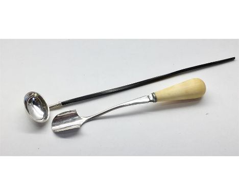 Hallmarked Silver Spirit Ladle with Horn Handle & silver plated Cheese Scoop 