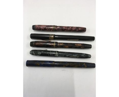 5 Vintage fountain pens  to include; Conway Stewart 75, Pitmans Fono, Black bird Mabie.todd & co.limited, Kings wood and othe