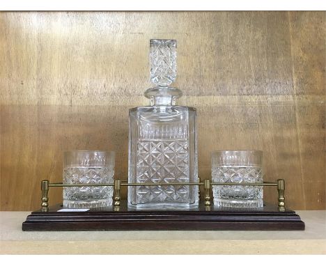 Gallery Decanter Stand with Cut Glass Decanter & Glasses