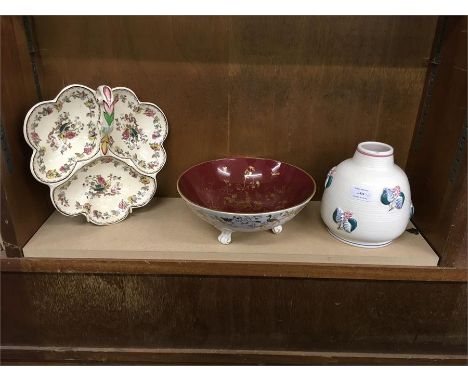 Selection 3 Pieces of China to Inc Poole Vase, Coalport Bowl, Masons Ironstone dish