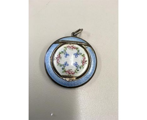 Miniature Silver and enamel compact  43mm diameter 
