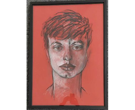 RICHARD O'CONNELL mixed media / pastel - 'Portrait of Pip as a welsh youth', 88 x 62cmsComments: glazed and framed in black