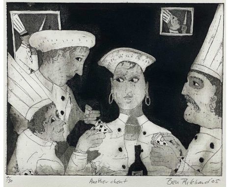 BEN PRITCHARD limited edition (4/30) lithograph - chefs playing cards, entitled 'Another Cheat', signed and dated '05, 23 x 2