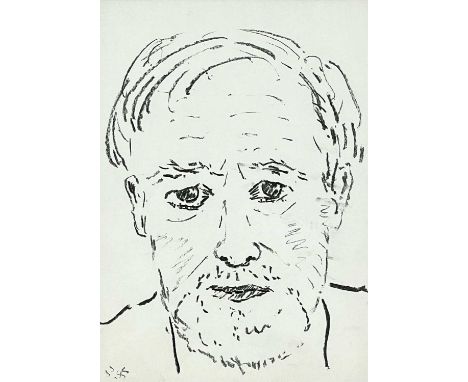 JACK JONES charcoal - self-portrait, signed and dated 1985, 27.5 x 19cms