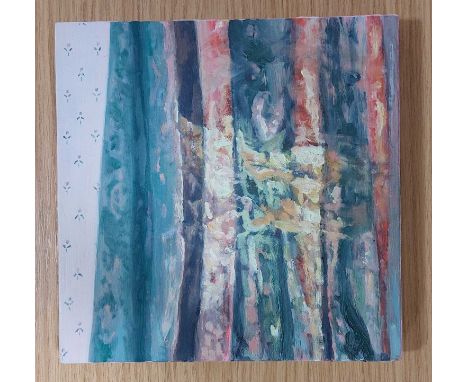 LARA DAVIES oil on board - 'How the Light Gets In', 25 x 25cms