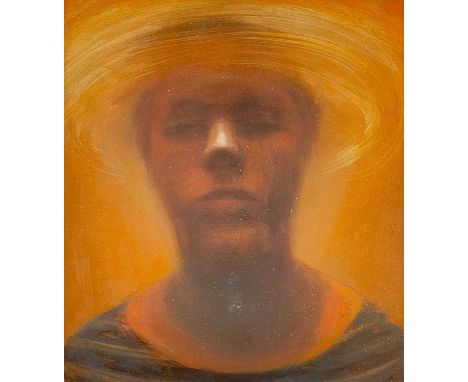EMMA McCALLUM oil on canvas - head and shoulders portrait of a figure with halo, signed verso, 49 x 44cmsComments: stretched 