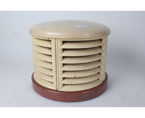 HMV Art Deco heater, of part rounded vented form, centred with a light bulb - sold as collectors item, 33cm wide