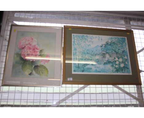 A framed watercolour study, signed to bottom left together with a limited edition print