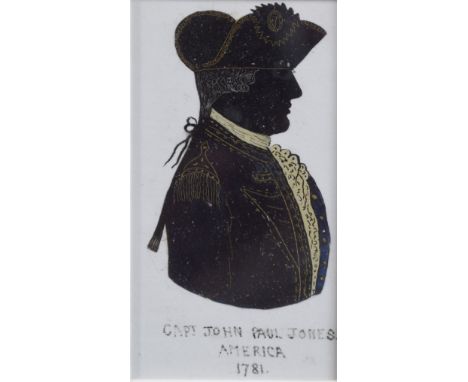 A SILHOUETTE PORTRAIT OF 'CAPTAIN JOHN PAUL JONES, AMERICA, 1781', father of the American Navy, heightened in gilt, 3" x 1.75