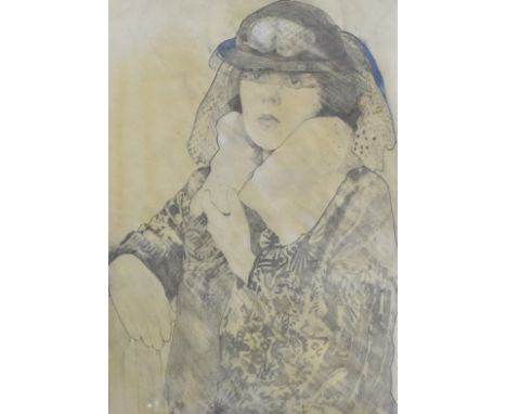 EARLY 20TH CENTURY SCOTTISH SCHOOL Portrait of a woman, pencil, indistinctly signed, 12" x 8.75" (31cm x 22cm)