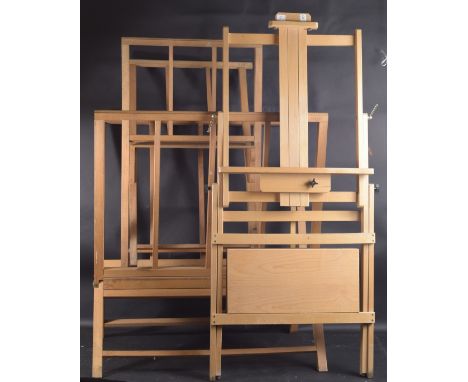 AN ARTISTS EASEL BY LOXLEY and two folio stands